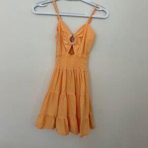 Elegant Orange Mini Dress with Bow Accent